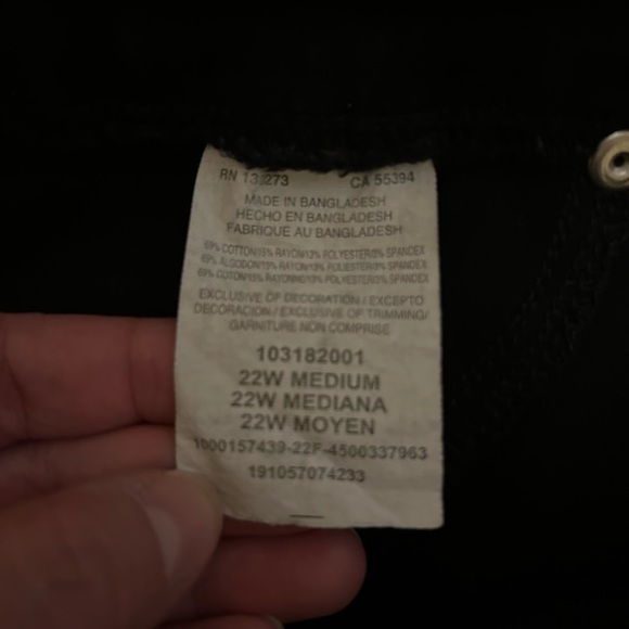 Lee Plus Slim Fit Skinny Legs Mid Rise Jean- Black 22W - Picture 5 of 5